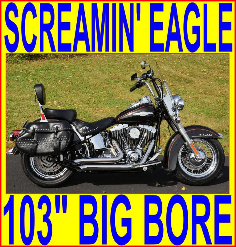 2009 black 103" screamin eagle harley davidson heritage softail classic flstc 9k
