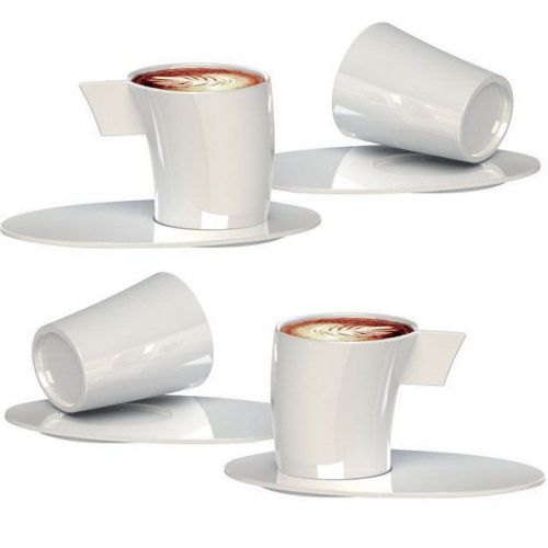 Deagourmet VENTO 8pc White Porcelain Espresso Cup &amp; Saucer Set