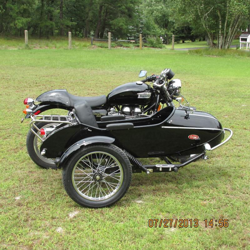 2009 Triumph Thruxton with cozy rocket sidecar for sale on