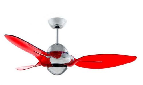 Vento Clover 54 in. Indoor Chrome Ceiling Fan with 3 Translucent Red Blades