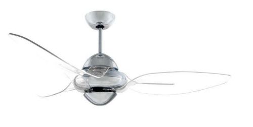 Vento Clover 54 in. Indoor Chrome Ceiling Fan with 3 Clear Blades,w/ Remote