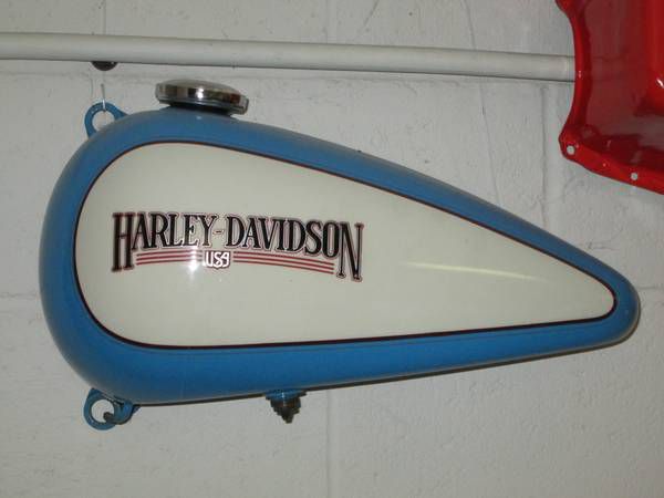 1986 Harley Davidson Heritage Softail Left Gas Tank Blue &amp; White