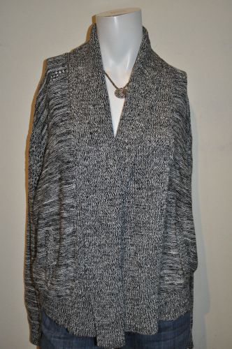 Twelfth Street Cynthia Vincent small black cotton cardigan sweater New $300