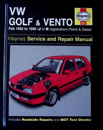 VW GOLF Mk3 VENTO 1992-96 Haynes Workshop Manual, Petrol Diesel, Turbo GTI TDI