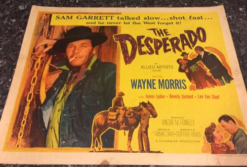 THE DESPERADO, 1954, ORIGINAL 1/2 SHEET MOVIE POSTER, G/VG