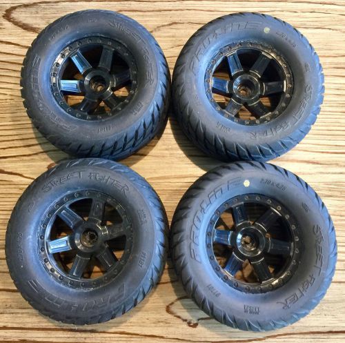 Set Of 4 ProLine 2.8 Street Fighter Tires Mounted On Desperado Wheels #1181